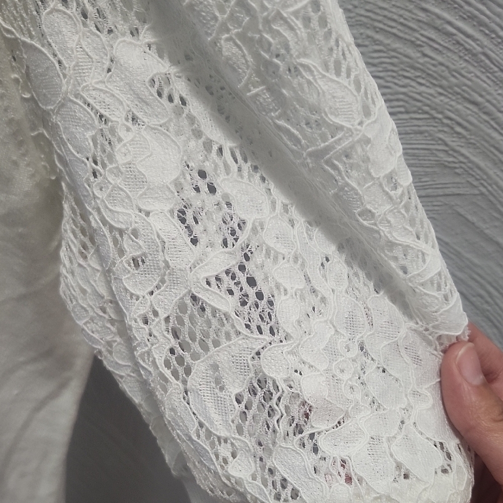 Adrianna Papell Ivory Lace Sleeve Blouse - Picture 4 of 6